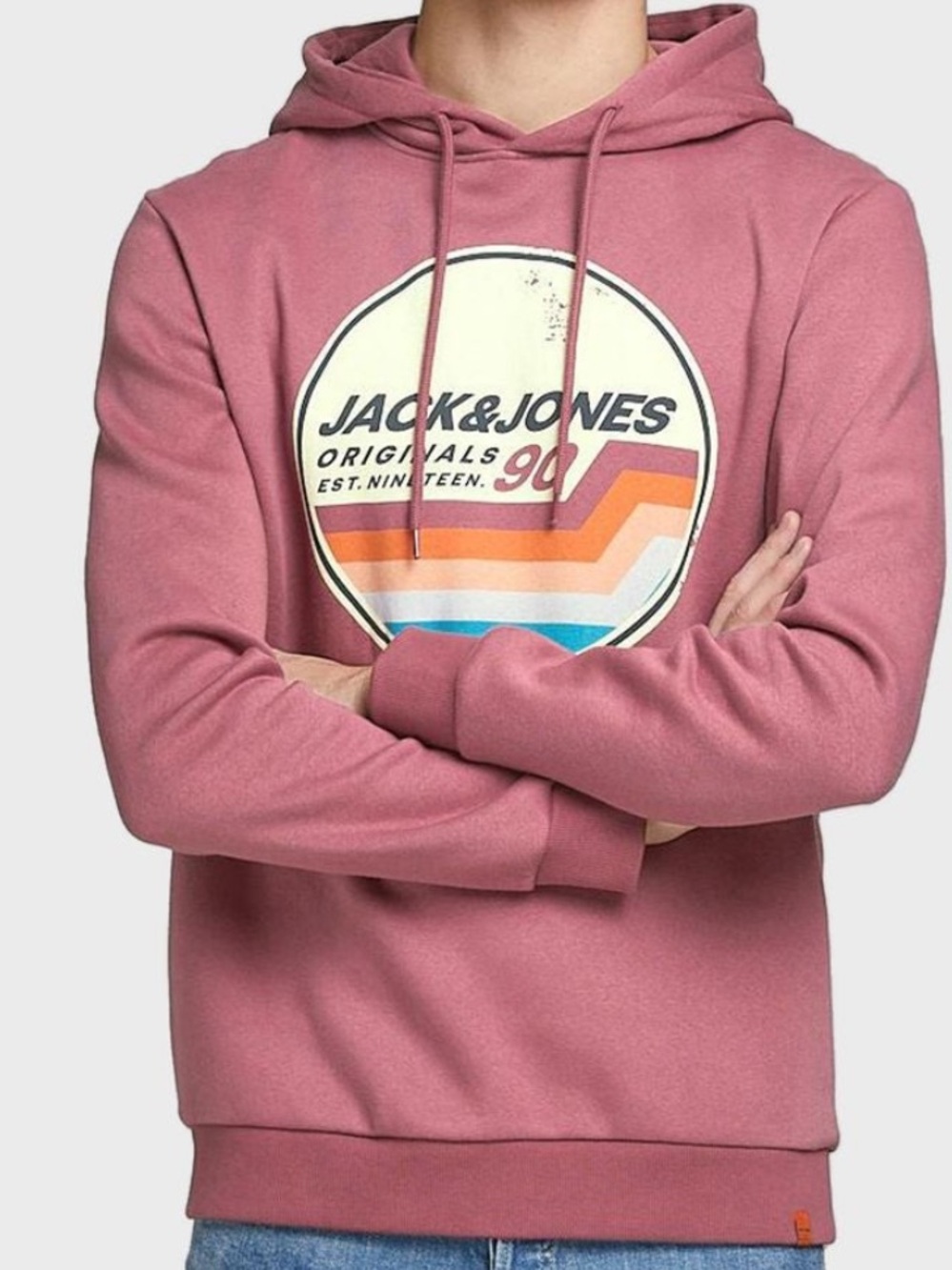 Jack & Jones Dusty Rose Graphic Pullover Hoodie! M